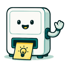 Workshopmatic mascot, a friendly machine that prints your agenda